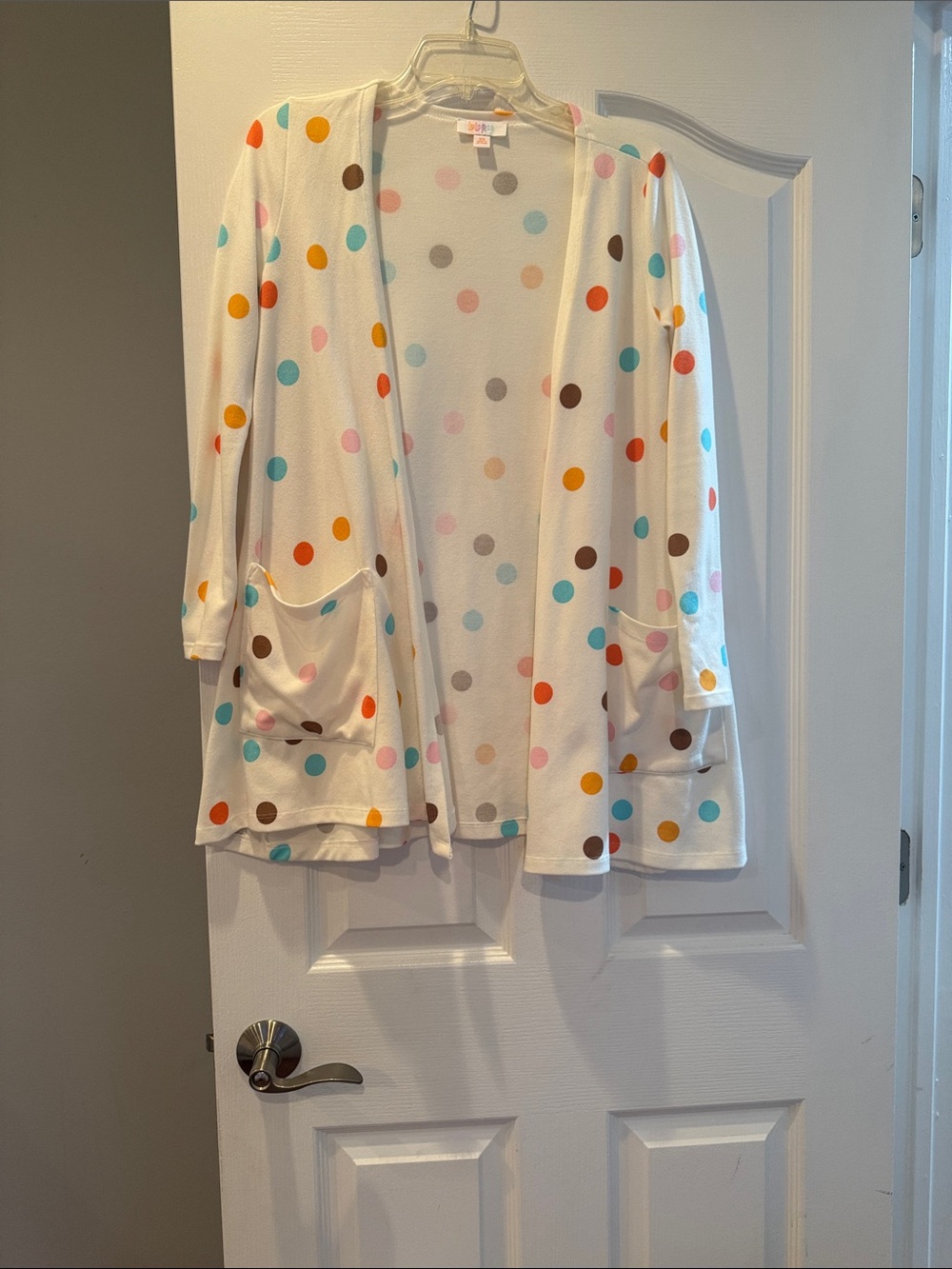 Polka Dot women’s  Cardigan - White with Multicolor Dots